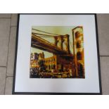 Louis Sidoli limited edition colour print on glass -Downtown Brooklyn - No 3/95, signed - approx