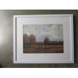 An oil by John Rohda of Earith meadows, - frame size 44x54cm