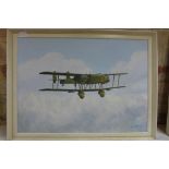 An acrylic on canvas, Aviation painting signed Noel A Bray - frame size 46cm x 62cm - in good