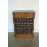 An oak and walnut 36 bottle wine rack - 93cm tall x 70cm x 28cm - with a drawer - made by a local