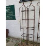 A pair of hand forged wrought iron square section garden obelisks with ball finials - 228cm H x 33cm