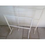 Two Edwardian white painted towel rails - largest approx 102.5cm high