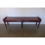 A Victorian style mahogany six leg window seat, seat height 47cm x 167cm x 33cm - made by a local