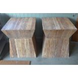 A pair of wood lamp tables, approx 75cm x 63cm x 64cm