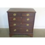 A Georgian oak two part chest with two over three long drawers, 108cm tall x 96cm x 49cm