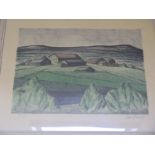 A limited edition lithograph by Sven Gronwall of a Finnish landscape with farm, signed and numbered,