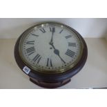 An 8 day mahogany wall clock with fusee movement, and a 12 inch painted dial, added piece to back