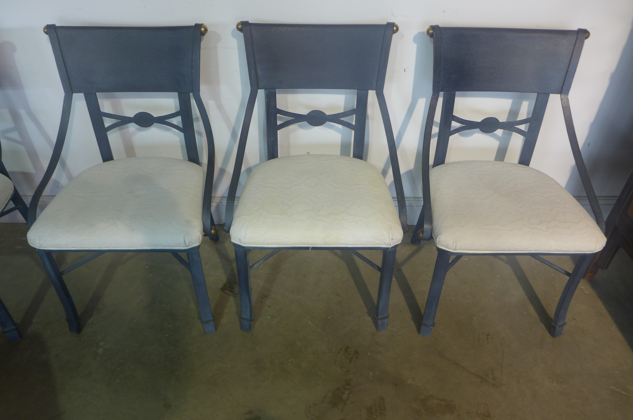 A set of six Kesterport Mexico metal upholstered dining chairs, good ex show house condition, except - Image 2 of 4