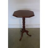 A 19th century mahogany wine table with octagonal top in restored condition, 75cm tall x 46cm x 36cm