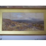 A framed and glazed 19th century watercolour, Quarrying in an extensive landscape, probably the