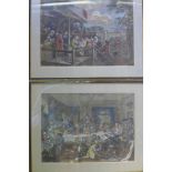 Four hand coloured 19th century prints of - The Humours of an Election - after William Hogarth,