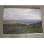 Oil on canvas entitled Sunshine and Shade, Tintagel Cornwall, signed SS Holland, unframed, 52cm 77cm