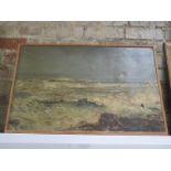 An oil on canvas, seascape by SS Holland, signed, approx frame size, 53cm x 78.5cm, poor condition