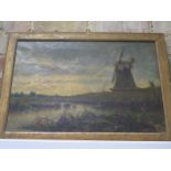 An oil on canvas, landscape with windmills, signed SS Holland, approx frame size, 42.5cm x 61cm,