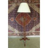 A late 19th century mahogany standard lamp with hand made lined shade, approx 178cm H overall