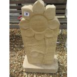 A limestone sunflower sculpture, hand carved in Cambridgeshire, 71cm high