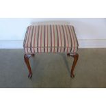 A Victorian walnut framed, sprung seat dressing stool, fully restored and recovered, 50cm tall x