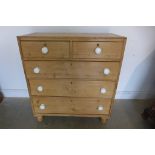 A Victorian pine five drawer chest, in waxed and polished condition, 101cm tall x 91cm x 43cm