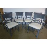 A set of six Kesterport Mexico metal upholstered dining chairs, good ex show house condition, except