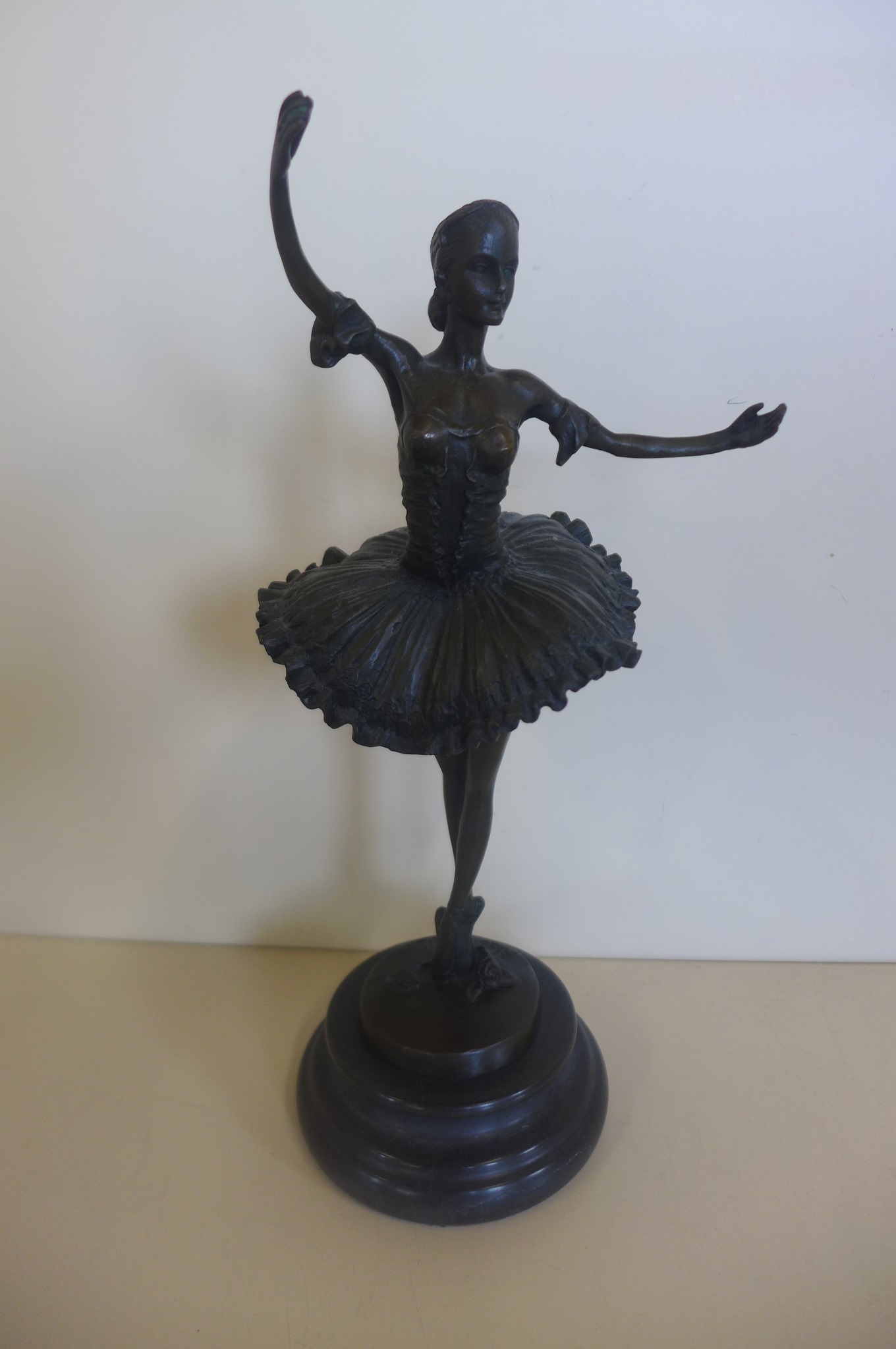 A modern bronze dancer figure - 30cm tall in good condition
