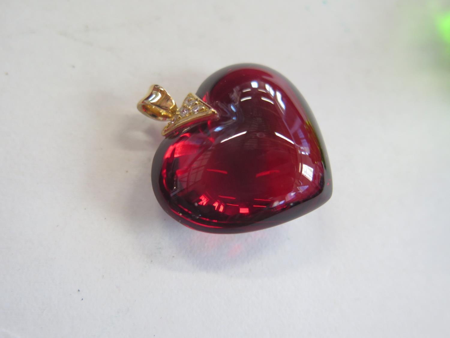 Two Baccarat crystal heart shaped pendants, one with 18ct gold mount together with a Baccarat - Image 3 of 5