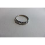 A 9ct white gold five stone diamond ring, size O, approx 2 grams, in good condition