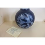 A Denby Spirit Blue vase, 373 of 1000 - 22cm tall, in good condition