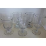 Five 19th century and later cordial glasses of different designs, all in good condition, tallest