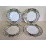 Four circa 1884 Mintons plates, decorated with Terns and flowers, each approx 26cm diameter