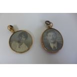 Two 9ct Edwardian double photo pendants, approx 9 grams overall