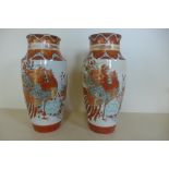 A pair of 19th century Japanese Kanton vases, 25cm tall, some small wear but generally good,