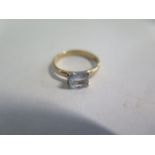 A 14ct yellow gold white sapphire ring, approx 1.08ct, ring size H, approx 2 grams, generally good