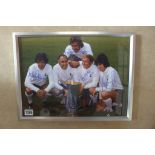 A framed 16x16 inch Tottenham Hotspur photo when they won the 1972 UEFA cup, signed by 4, with COA