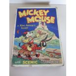 A Mickey Mouse King Arthurs Court pop up book, with scenic illustrations, playworn