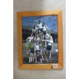 A framed 12x16 inch rare photo of the 1961 Tottenham Hotspur double wining team, signed by seven
