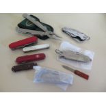 A good collection of penknives to include Swiss army, mother of pearl multi-bladed, German multi-