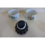 A pair of Herend hand painted napkin rings, in good condition, together with a gilt metal trinket