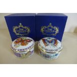 Two Royal Crown Derby butterfly trinket pots, both boxed, in good condition