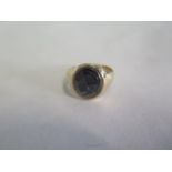 A 9ct yellow gold hematite signet ring, approx 6.3 grams, ring size U, generally good condition