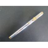 A Waterman gold and silver cartridge ink pen with 18ct nib and inset with two 22ct gold coins,