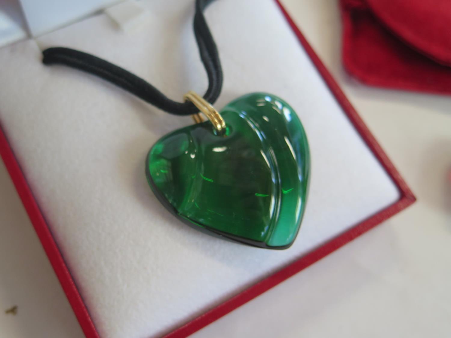 Two Baccarat crystal heart shaped pendants, one with 18ct gold mount together with a Baccarat - Image 2 of 5