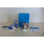 A Royal Crown Derby Blue Jay paperweight, approx 17cm long, together with a limited edition Colin