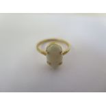 A 9ct ring set with single opal stone, size N, approx 2.2 grams, in good condition