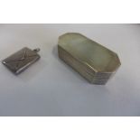 A silver pill box, Birmingham 981, maker PGK, 5.5cm long, and a silver envelope stamp case, 3cm