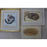 Norman Rogers, ARCA, circa 1940/50s - a group of three framed watercolour and charcoal drawings of