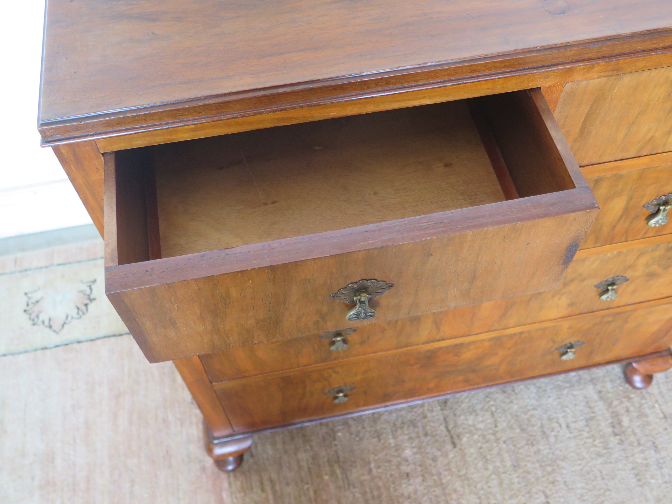 A circa 1930s walnut chest of two over three drawers, approx 82.5cm W x 97cm h x 50cm D - in good - Image 3 of 3
