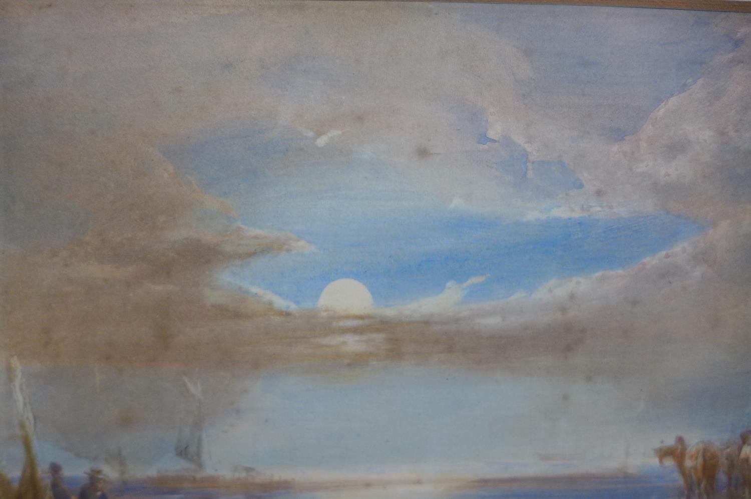 A 19th century watercolour - Moonlight on the Coast - unsigned but purported to be by Clarkson - Image 2 of 6