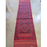 A hand knotted woollen Meshawani runner - approx 237cm x 60cm - in good condition