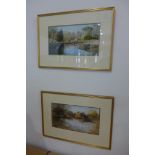 A pair of Trevor Spinks watercolours, The Old Mill Cobham and Friday Street, in gilt frames, 41cm