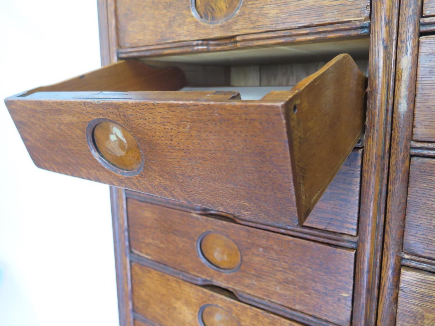 A pair of good oak filing drawers by Amberg circa 1929 each with 15 drawers with internal paper - Image 4 of 4